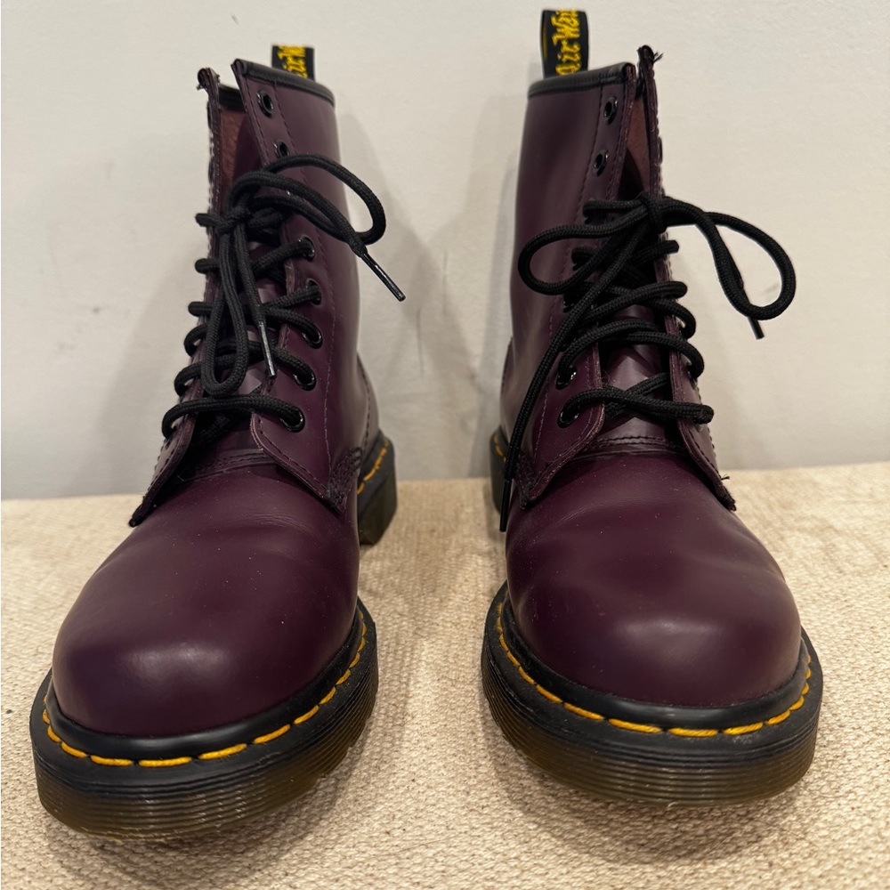 Dr. Martens Cherry Red 1460 Combat Boots - Picture 2 of 8
